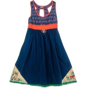 Ecote Boho Sleeveless Embroidered Bird Dress Size S